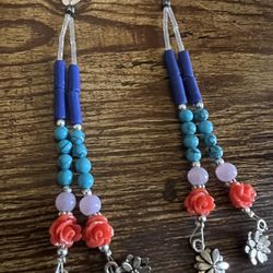 Silver Hair Clips With Beads And Flower Charms 