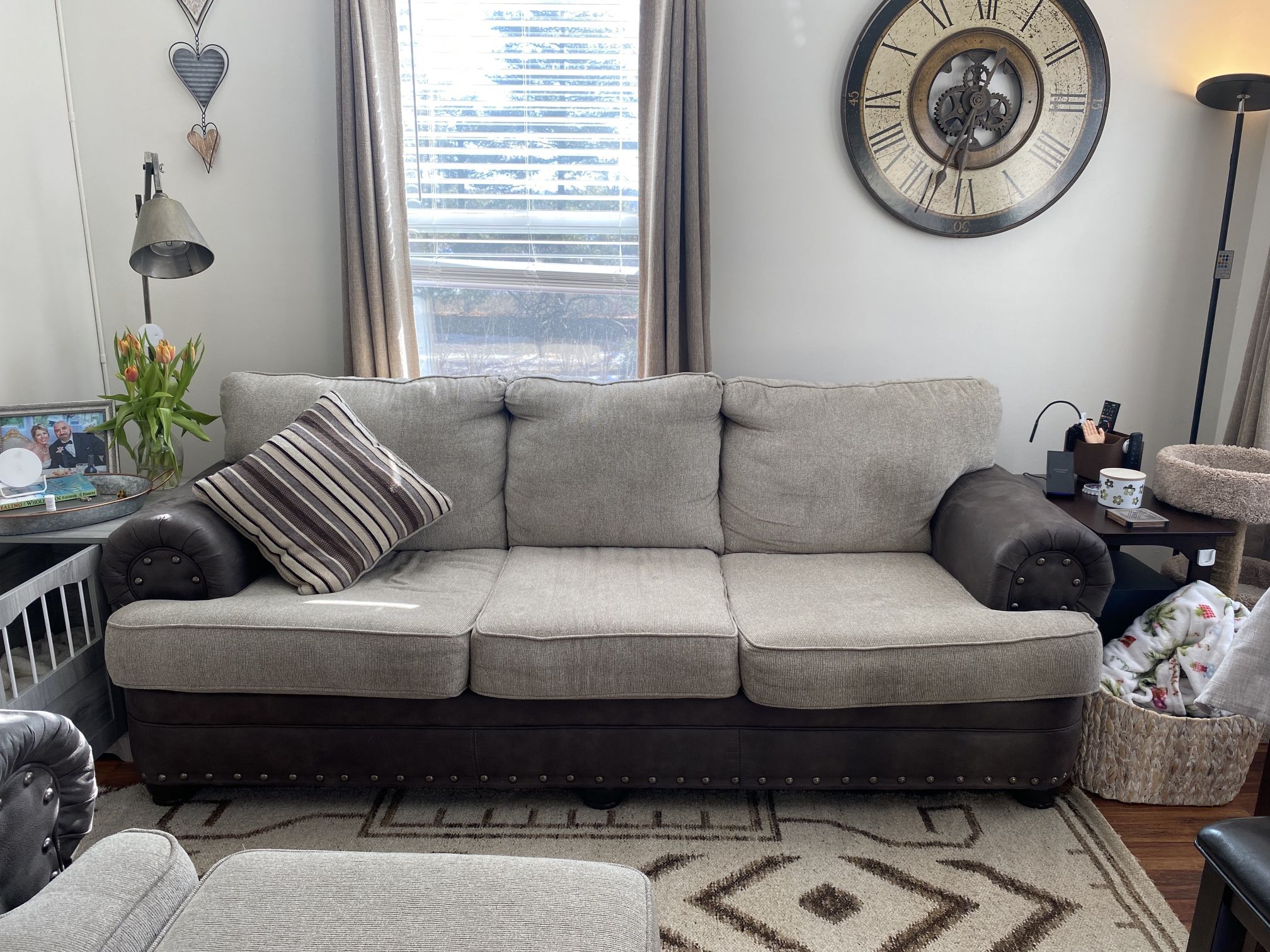 Newman Chenille Sofa And Chair & A half! Raymour and Flanigan