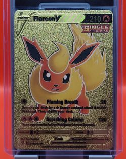 Pokémon Flareon V 169/203 Single Strike Evolving Skies Gold Foil FanArt Card, NM