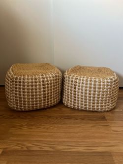 2 Jute + Cotton Poufs