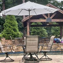 Mosaic 9-ft.Striped Outdoor Patio Market Umbrella,Polyester Fabric,Sun Umbrella for Garden Deck Pool