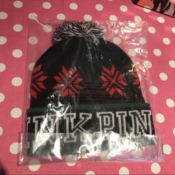 Victoria’s Secret Pink Pompom Holiday Hat Beanie