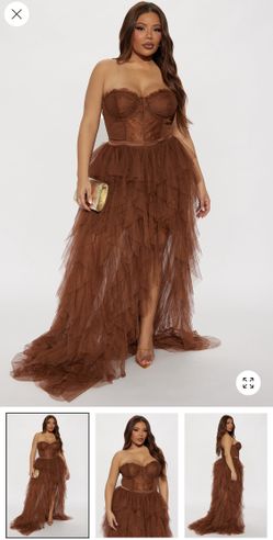 Tulle Maxi Dress - Cognac