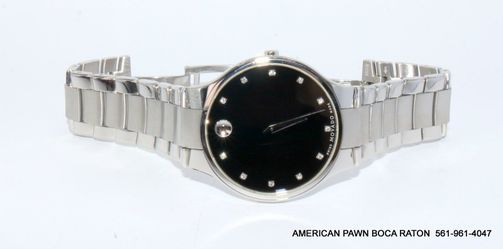Movado 20.1.14.1092 Serio Diamond Marker Museum Black Quartz 38mm Watch 
