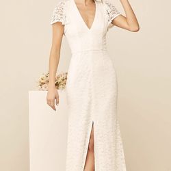 Lulus Your Hand in Mine White Lace Flutter Sleeve Maxi Dress In Small