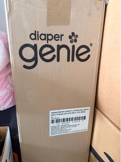Brand new unopened diaper genie platinum pail white with 18 trash bags