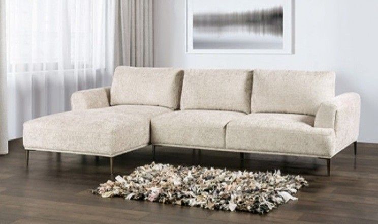 Brand New Light Brown Chenille Modern Style Sectional Sofa