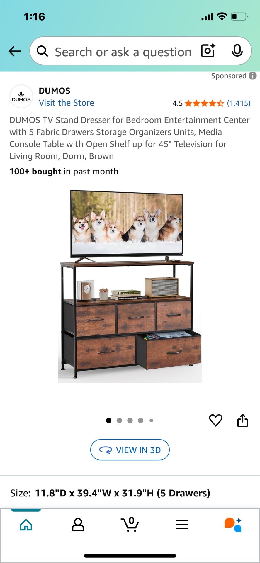 TV Stand Dresser For Bedroom Or Living Room