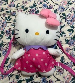 Hello Kitty Plush Backpack – Pink Polka Dot – Gently Used