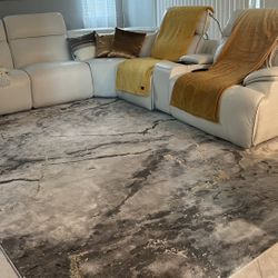 Italian Leather Sectional + Rug