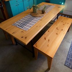 Dining Table Set with Two Benches