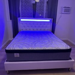 Queen Size Mattress Pillow Top And Bed Frame 