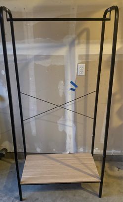 Single Shelf Garment Rack Black Metal with Natural Wood - Brightroom™: Clothing & Coat Rack, Closet Storage Solution