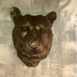 Large Bronze Lion Head Wall Sculpture 