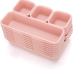26 Pack Pink Desk Drawer Organizers for Office & Kitchen