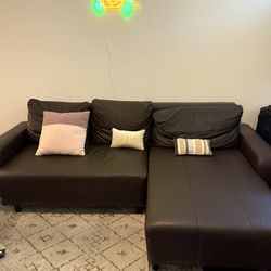 Sectional Couch- brown leather