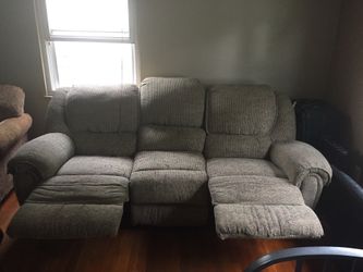 Large couch with two recliners
