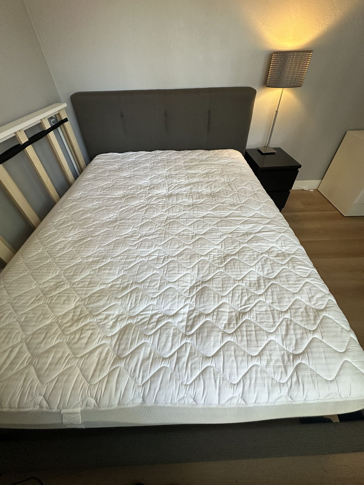 Queen Size Dark Gray Upholstered Bedframe