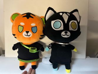 Krew District KF Tedd Black Cat & Funneh Draco w/Clothes Bag Orange Plush 12”