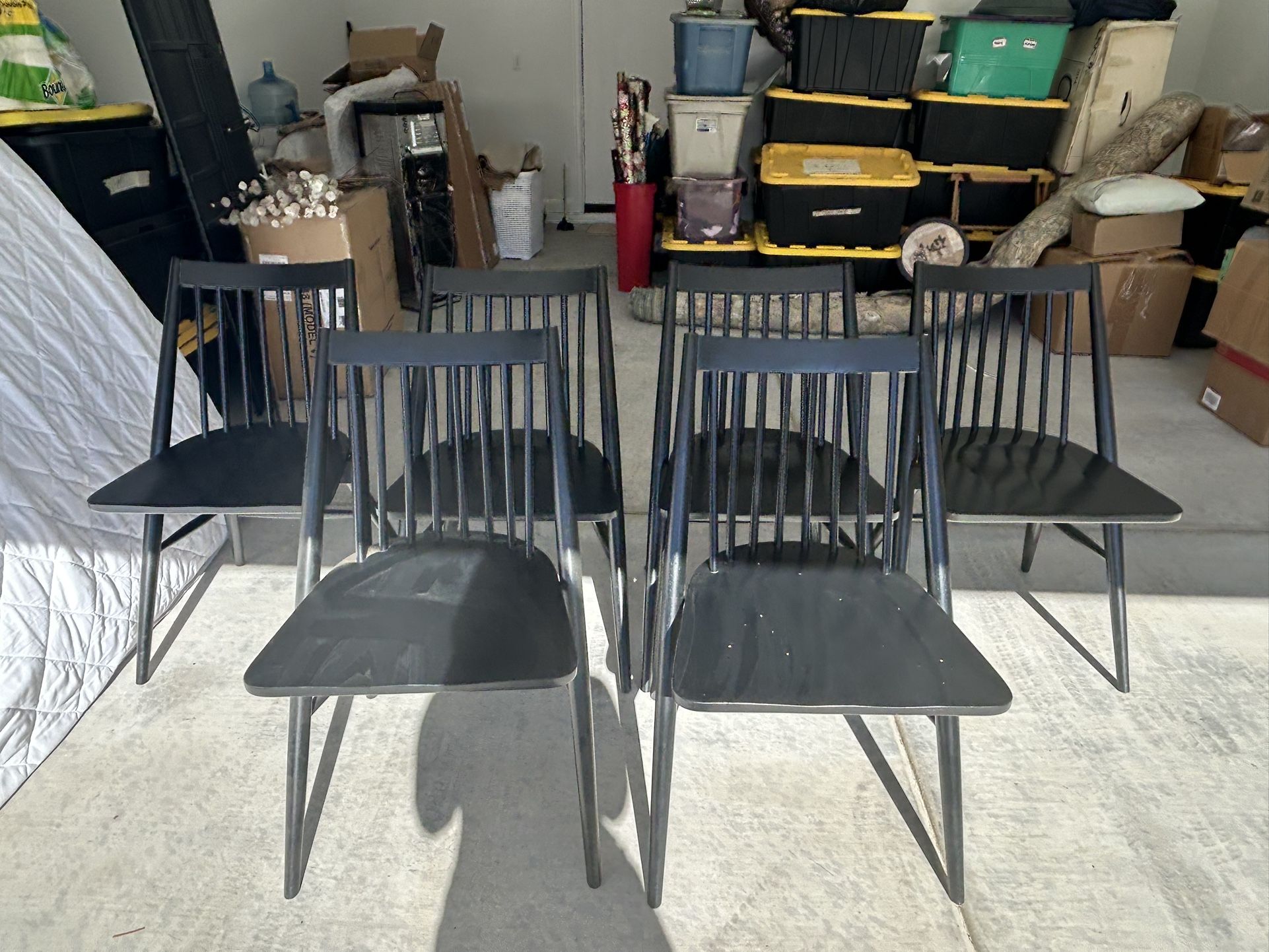 6 Black Wood Dining Chairs