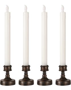 4 Pack Battery Operated LED Candle Window Taper Candles Light with Candleholder 