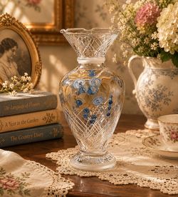 Glass vase Tracy Porter hand-painted,  from the "Evelyn" style line.
