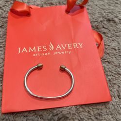 James Avery 925 Silver and 14K GOLD Hammered Bracelet