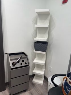 2pair-White Ladder Bookshelf 5-Tier