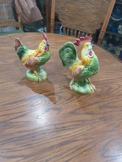 Vintage Ceramic Hen And Rooster