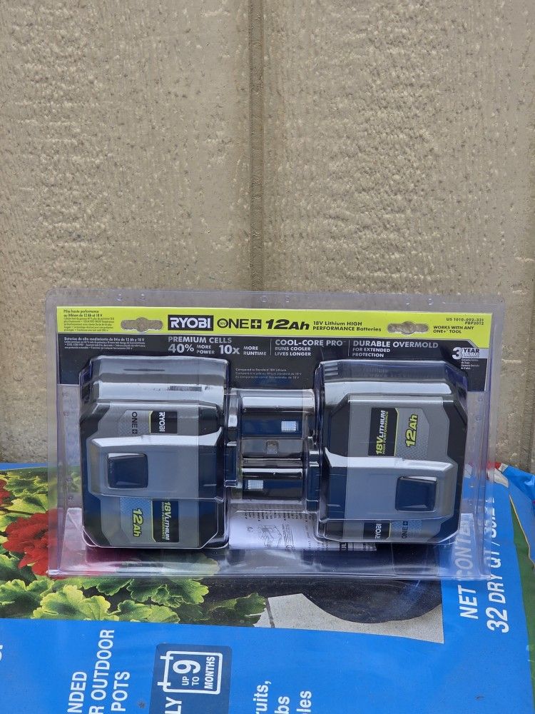 2 Ryobi 18v 12ah Batteries Brand New