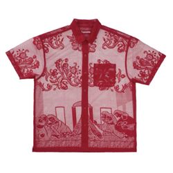 Supreme red last supper lace shirt medium