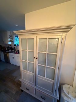 Rustic Farmhouse Cabinet / Armoire with Frosted Glass Doors