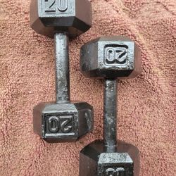 SET OF 20LB HEXHEAD DUMBBELLS 
2-20s.   TOTAL 40LBs
7111 S. WESTERN WALGREENS 
$40.  CASH ONLY AS IS