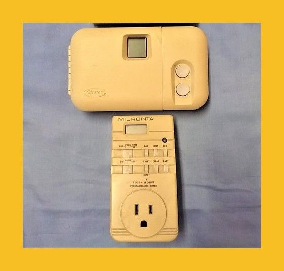 Carrier thermostat, Micronta 63-892 electronic programmable timer 7 day 14 events -