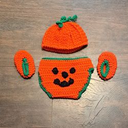 Pumpkin Diaper Cover Set Photo Prop Newborn 