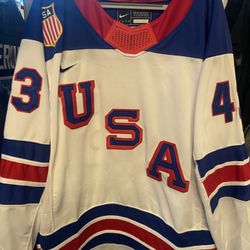 USA Olympic Hockey Embroidered Jersey - Jack Hughes Size L