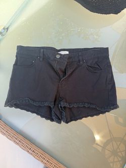 Black denim shorts with crochet hem (size 28)