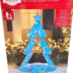 Holiday Time 48" Fold Flat Iridescent Christmas Tree Indoor/ Outdoor Decorations.
