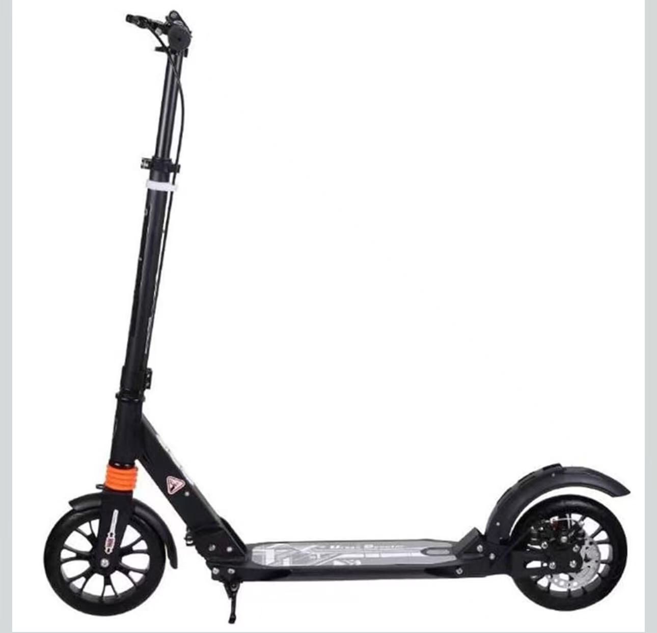 Caroma Non-electric Scooter - Adult Big Wheels Double Suspension Commuter Scooter with Double Shock Absorption, Disc & Handbrake, 150K