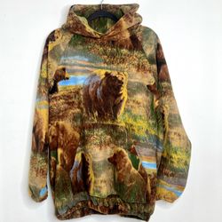 Super Soft Inside Out! Bear Nature Hoodie RARE XL