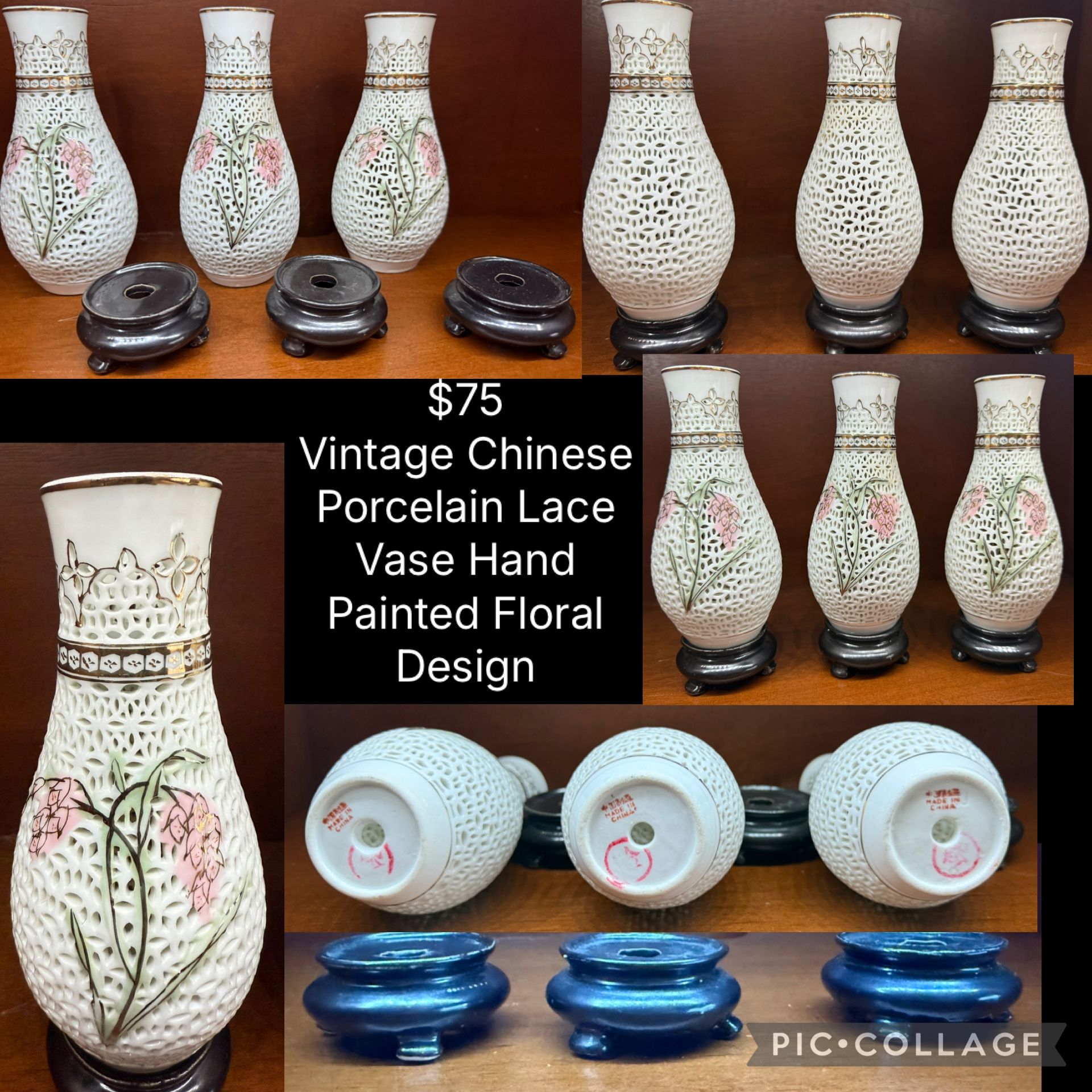 $75 (3) vintage Porcelain Vases