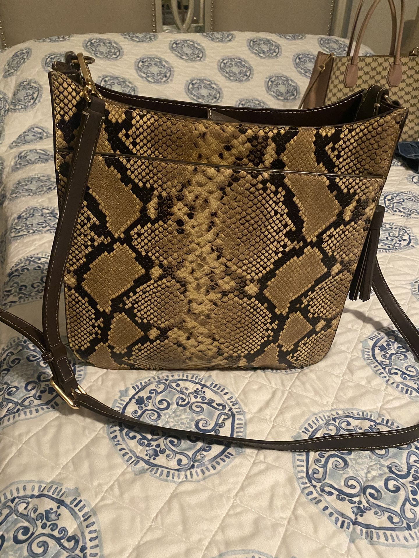 Tory Burch Snake Skin Shoulder bag And Matching Wallet