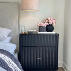 Brooklyn 3 Drawer Black Dresser, Mid Century Modern Chest of Drawers, Wood Credenza, Tall Nightstand