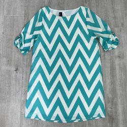 Blue Rain Blue Striped Sheath Dress, M