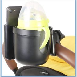 2-in-1 Stroller Cup Holder & Phone Holder,Water Bottle Holder,Cup & Phone Holder for Bike,Wheelchair,Motorcycle,Electric Scooter