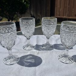 Set Of 4 Vintage Lead Crystal Clayet Glasses 