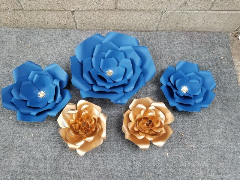 Royal Blue Paper Flowers 