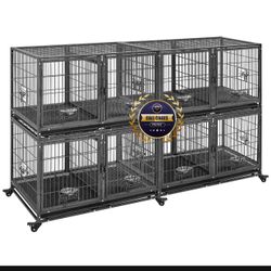 Dog Pet Cage Kennel Size 43 With Divider And Feeding Bowls Set Of 4 New J.