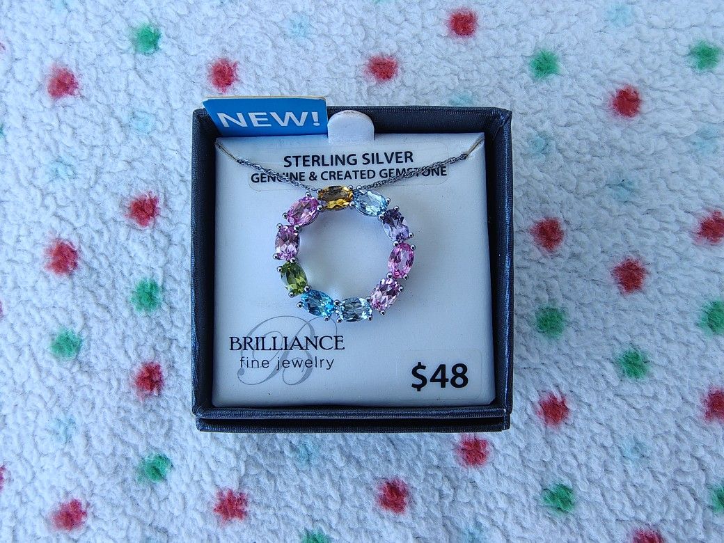 Sterling Silver Genuine & Created Gemstones BLU TOPZ/PNK AMY PEDT CITR PNK SAPH