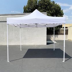 (NEW) $110 Heavy-Duty 10x10 FT Outdoor Ez Pop Up Canopy Party Tent Instant Shades w/ Carry Bag (White/Blue) 